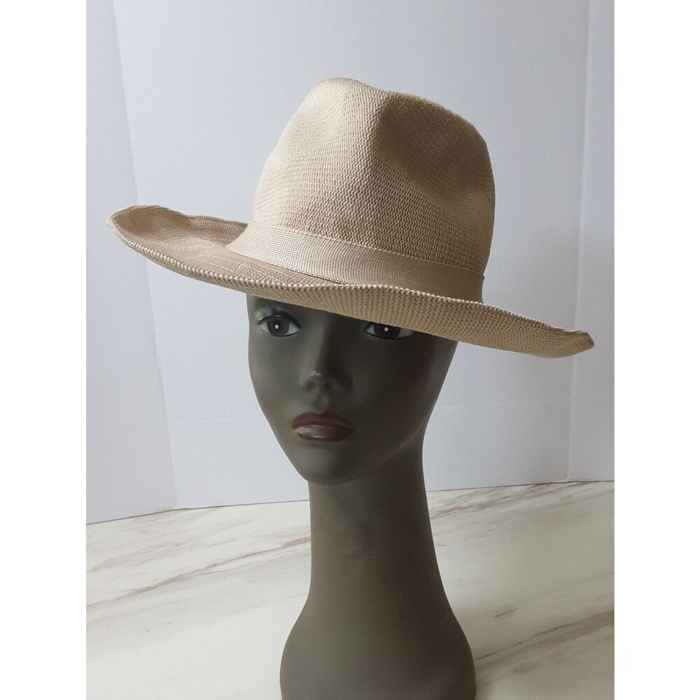 SOMETHING SPECIAL Fedora Wide Brim Beige Paper Straw Hat - Packable - Unisex